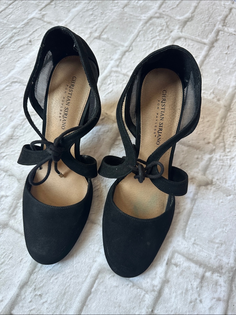Christian Siriano Black Suede Tie-Strap Pumps Size 9